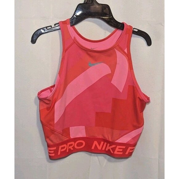 Nike FD0954-635 Women's Sz S Pink/Red Dri-Fit Cropped Training Tank Top - Picture 1 of 11